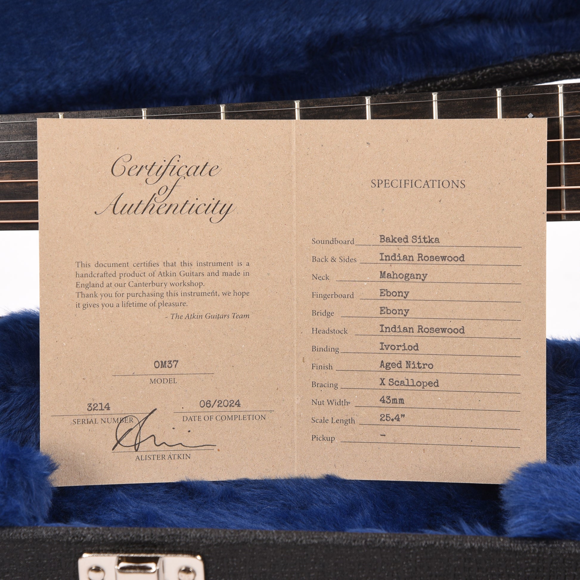 Atkin OM37 Baked Sitka/Rosewood Aged Natural Acoustic Guitars / OM and Auditorium