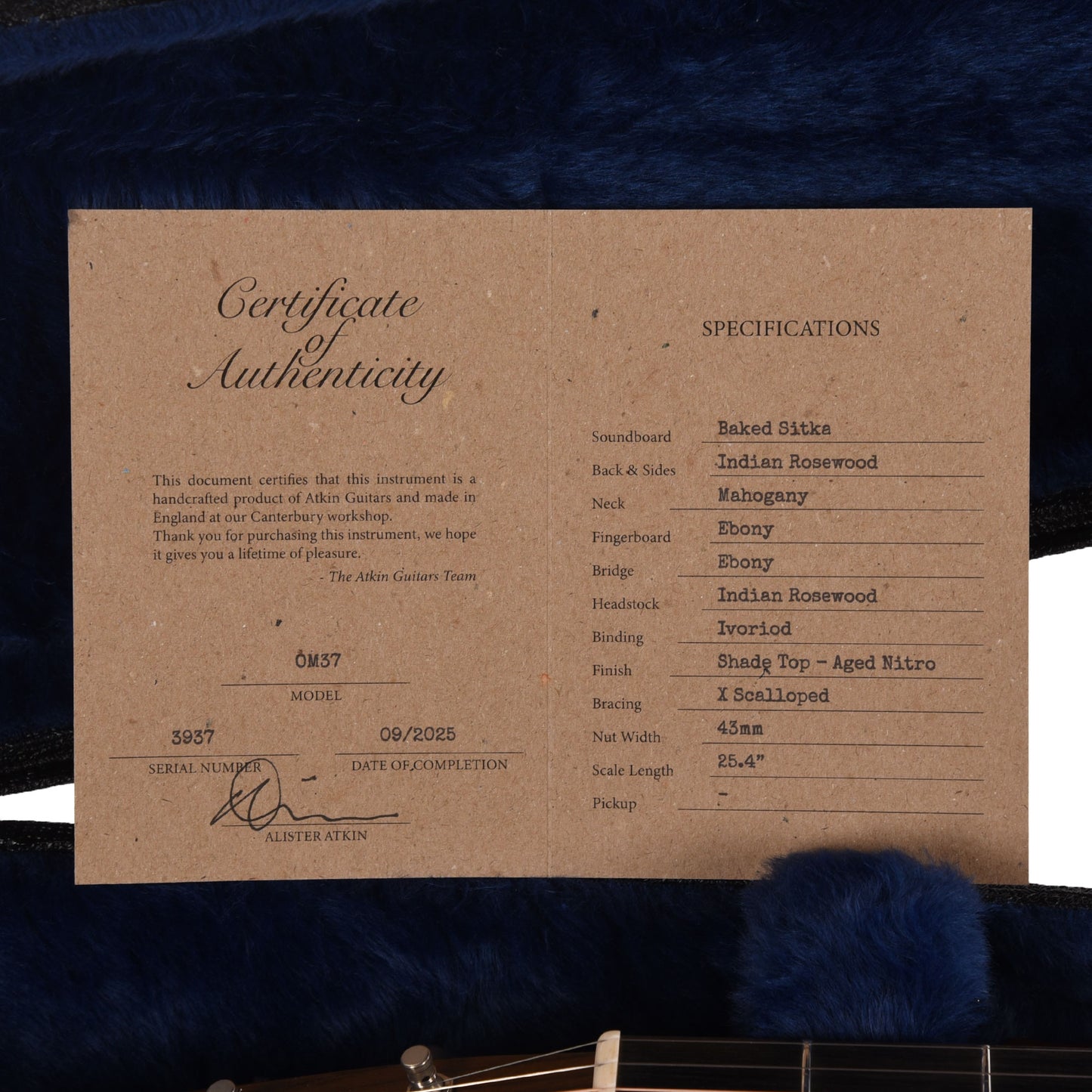Atkin OM37 Baked Sitka/Rosewood Aged Sunburst Acoustic Guitars / OM and Auditorium