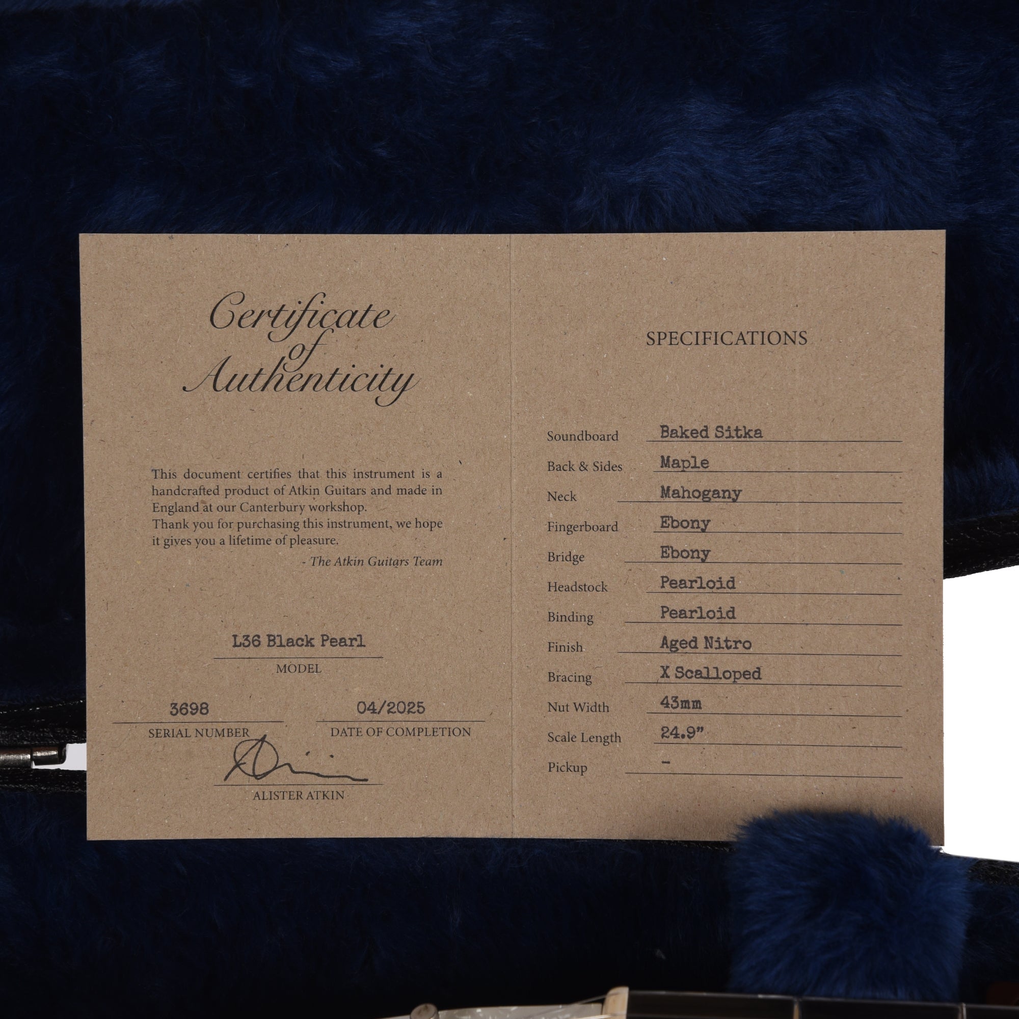 Atkin The Thirty Six Aged Black Pearl Baked Sitka/Maple Acoustic Guitars / Parlor