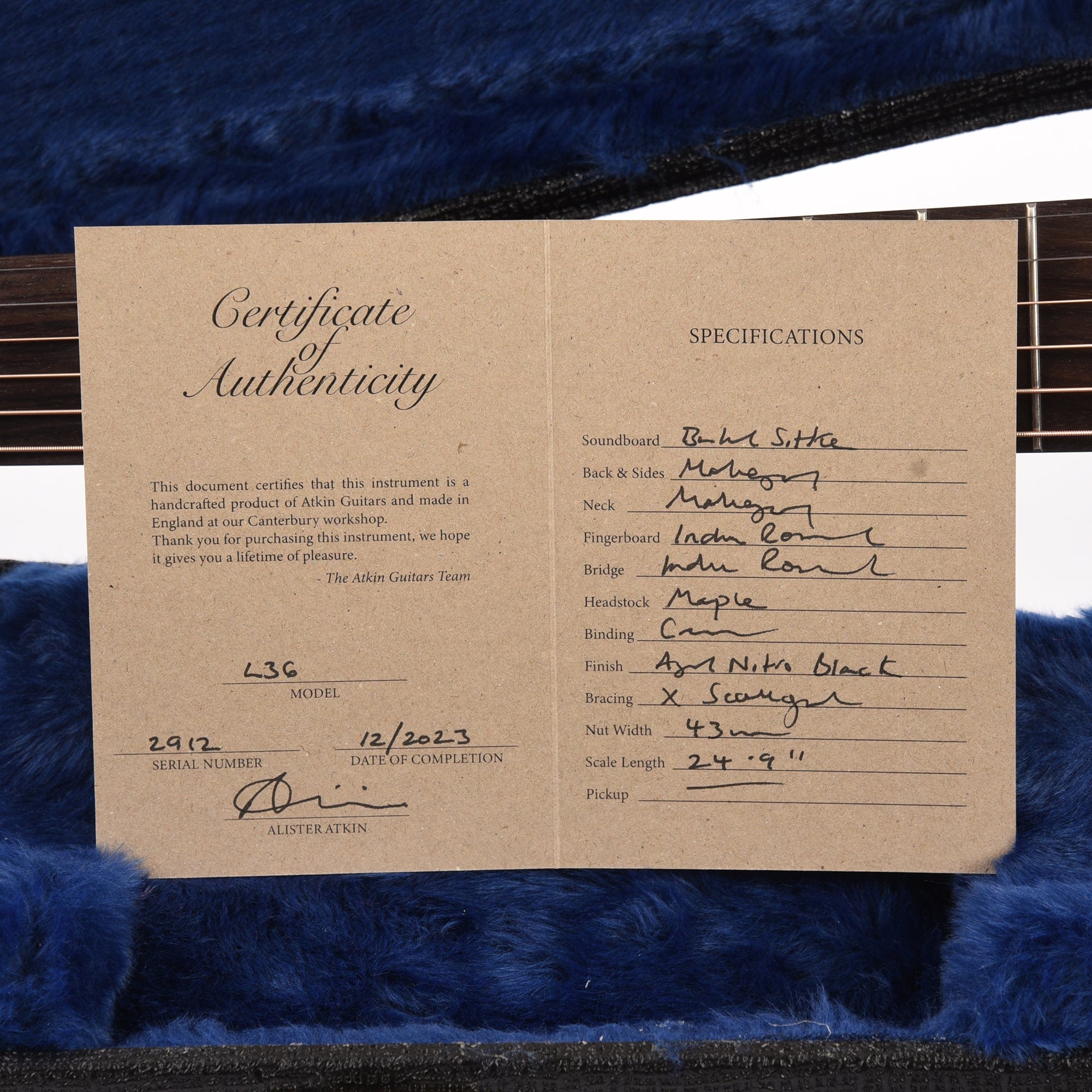 Atkin The Thirty Six Custom Sitka/Mahogany Aged Black Acoustic Guitars / Parlor