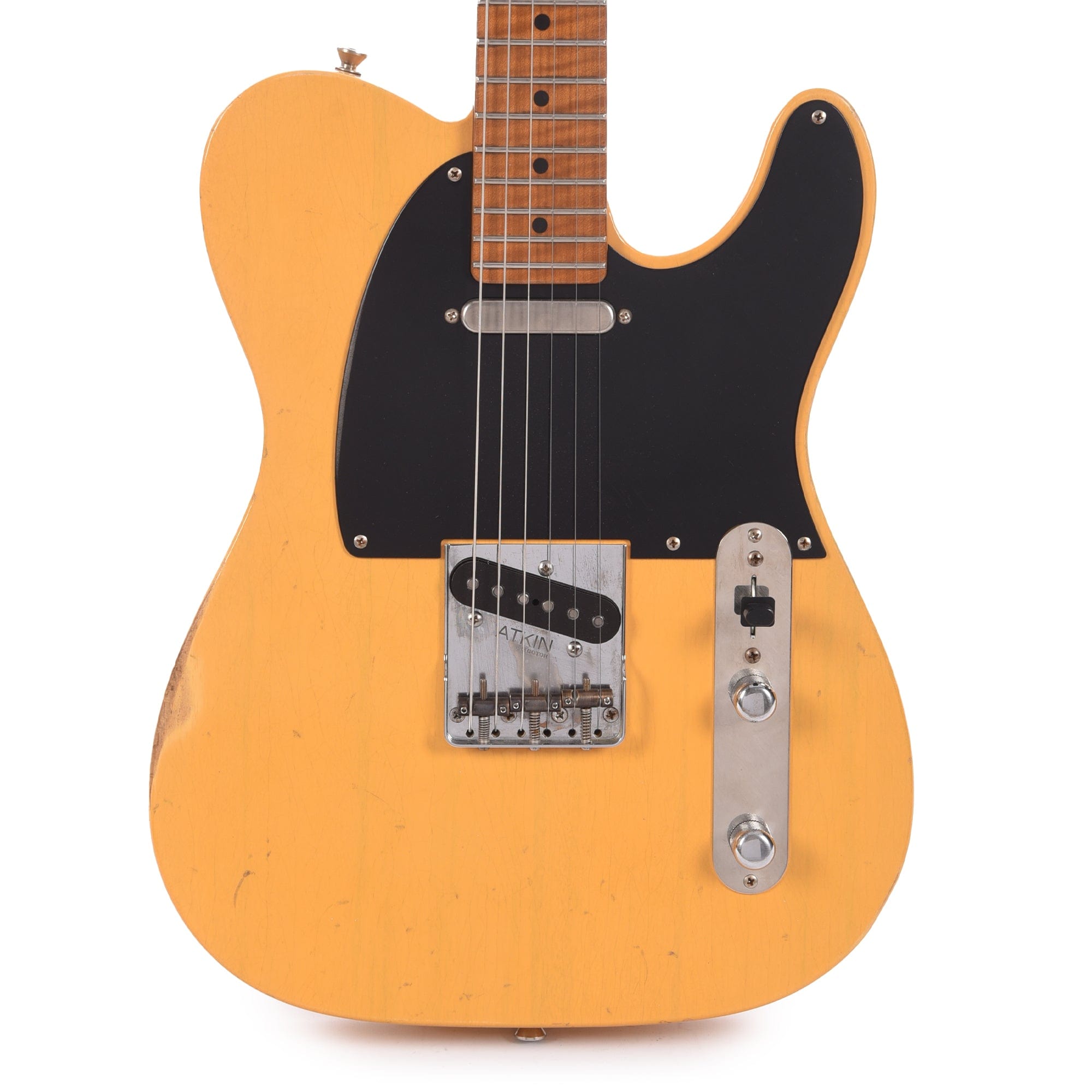 Atkin 52 T-Style Classic Aged Butterscotch w/Neck Humbucker & Roasted Flame Maple Neck (Serial #094) Electric Guitars / Solid Body