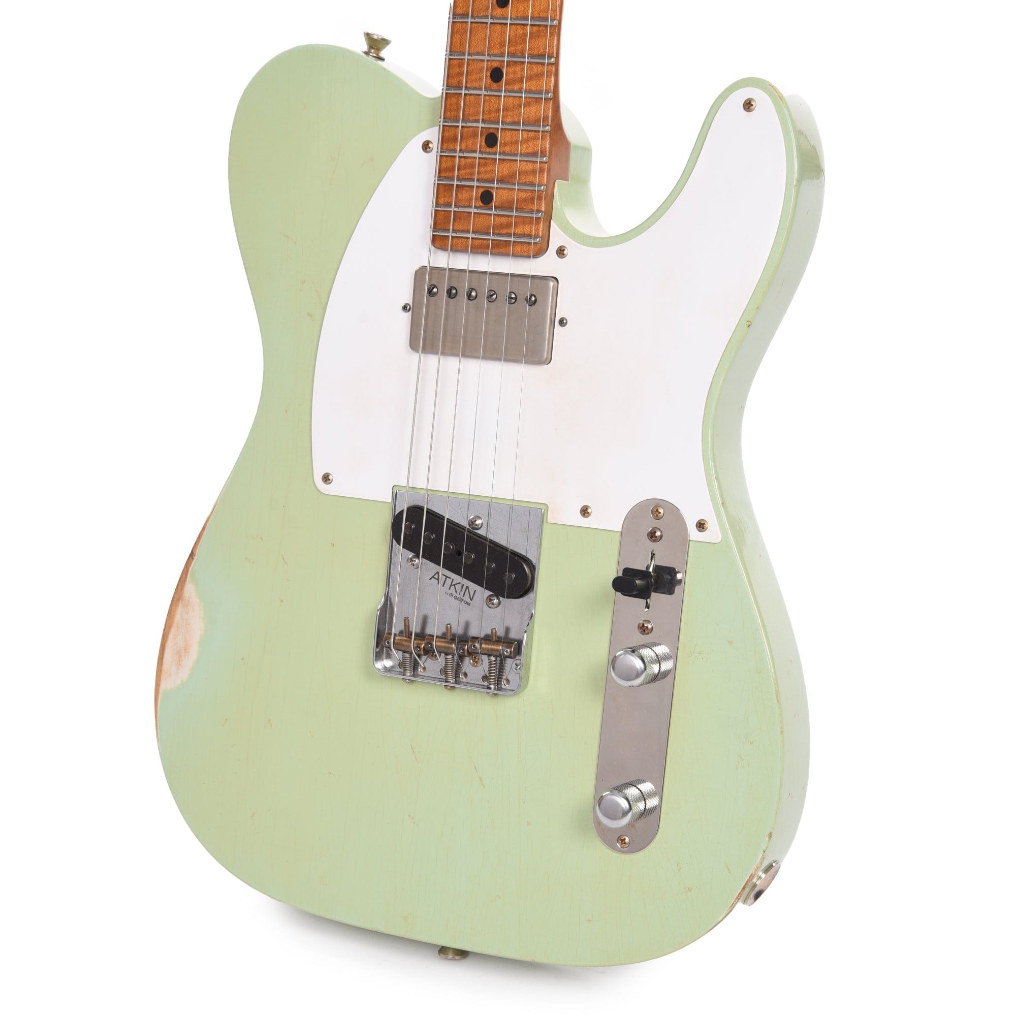 Atkin 52 T-Style Classic Aged Surf Green w/Neck Humbucker & Roasted Flame Maple Neck Electric Guitars / Solid Body