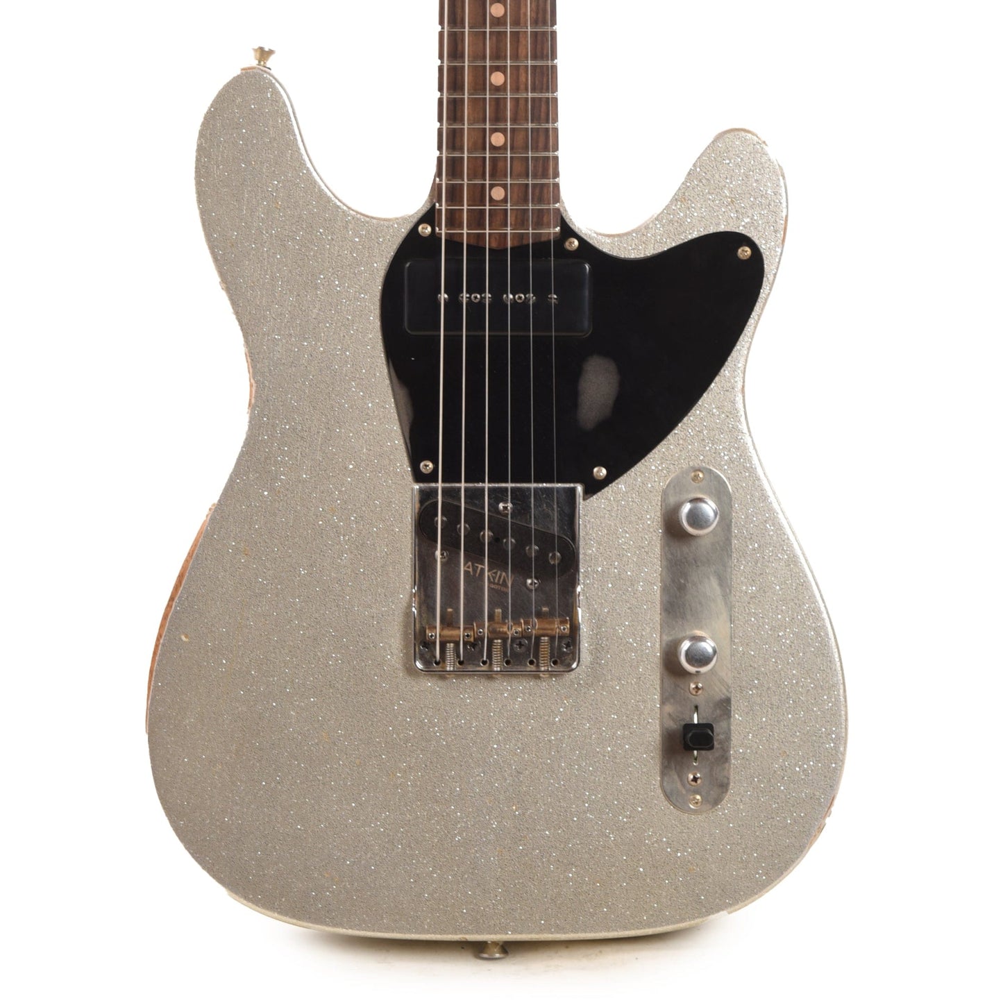 Atkin Boosh Offset Classic Aged Silver Sparkle/Rainbow w/Roasted Flame Maple Neck Electric Guitars / Solid Body