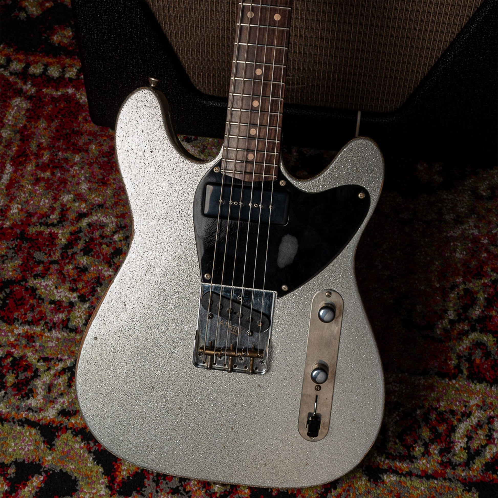 Atkin Boosh Offset Classic Aged Silver Sparkle/Rainbow w/Roasted Flame Maple Neck Electric Guitars / Solid Body