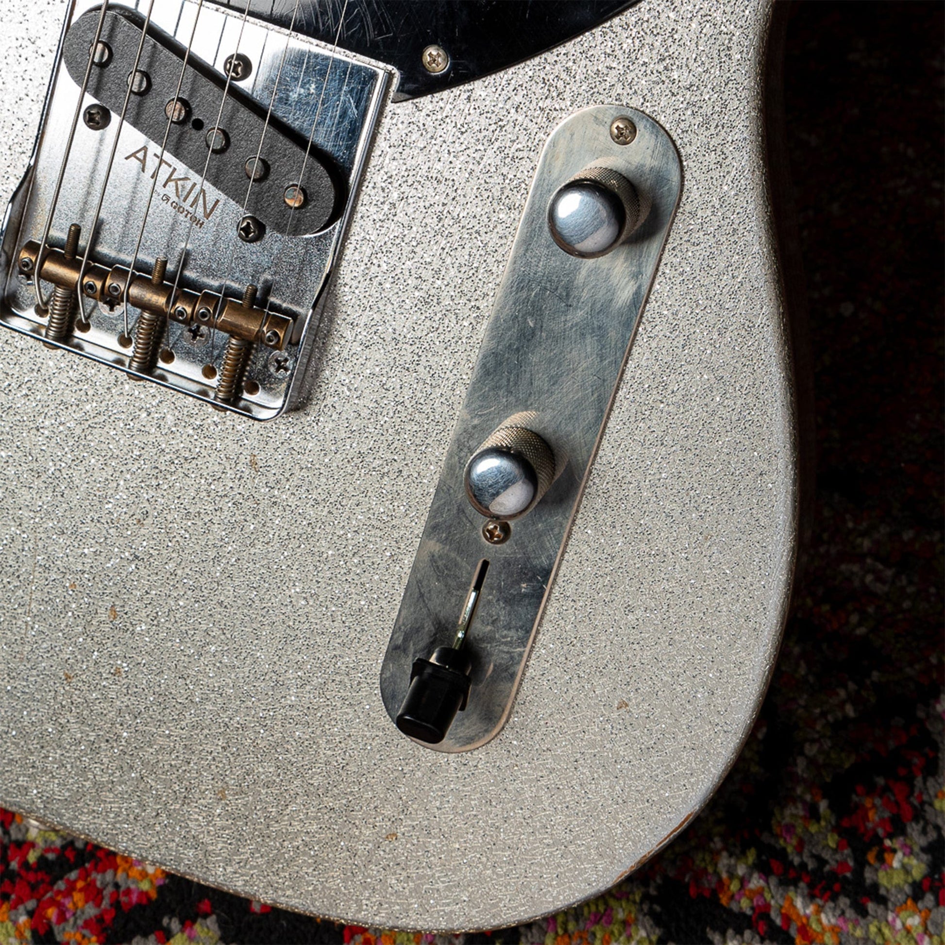 Atkin Boosh Offset Classic Aged Silver Sparkle/Rainbow w/Roasted Flame Maple Neck Electric Guitars / Solid Body