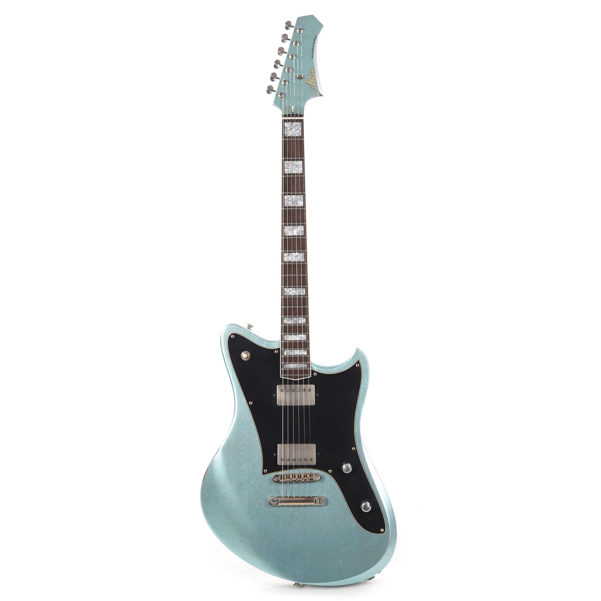 Atkin Mindhorn HH Deluxe Classic Aged Antique Pelham Blue w/Roasted Flame Maple Neck Electric Guitars / Solid Body