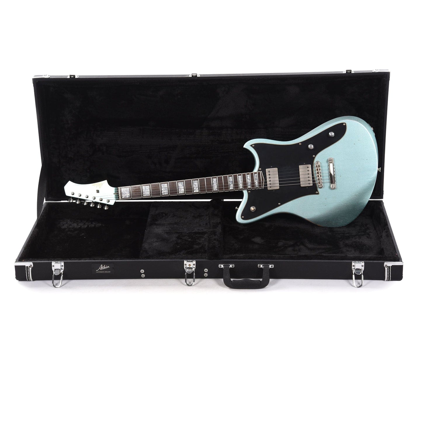 Atkin Mindhorn HH Deluxe Classic Aged Antique Pelham Blue w/Roasted Flame Maple Neck Electric Guitars / Solid Body