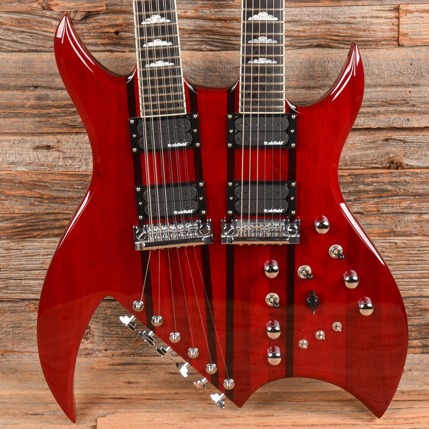 B.C. Rich Rich B Legacy Double Neck 2009 Trans Red  - Dave Amato of REO Speedwagon Electric Guitars / Solid Body