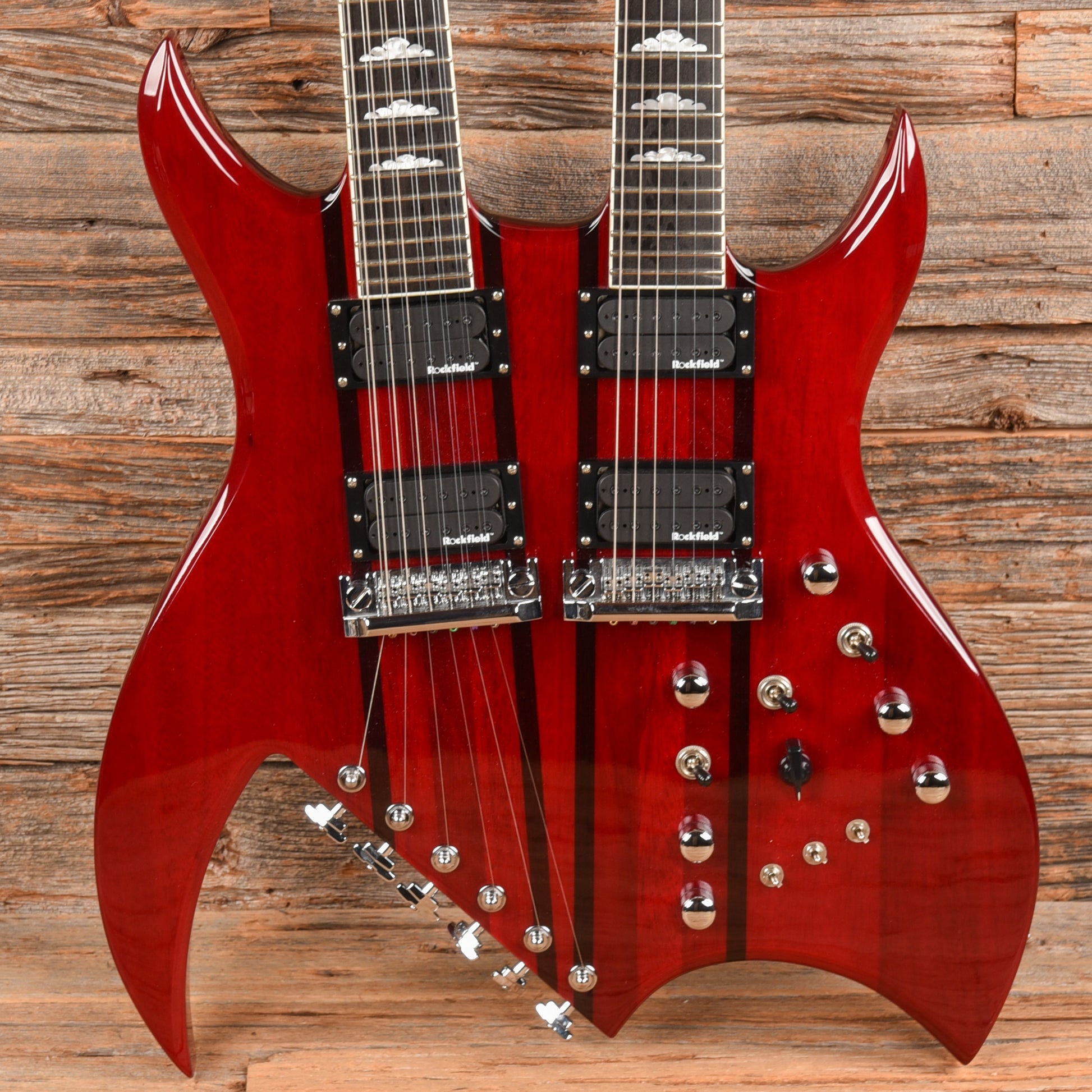B.C. Rich Rich B Legacy Double Neck 2009 Trans Red  - Dave Amato of REO Speedwagon Electric Guitars / Solid Body