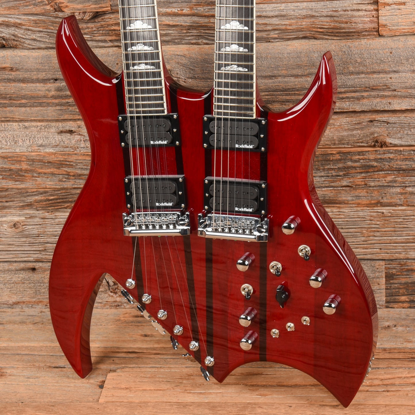 B.C. Rich Rich B Legacy Double Neck 2009 Trans Red  - Dave Amato of REO Speedwagon Electric Guitars / Solid Body