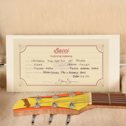 Bacci Leonardo Parato Bacci Orange Circles Roasted Figured Maple Neck w/Vegatrem Electric Guitars