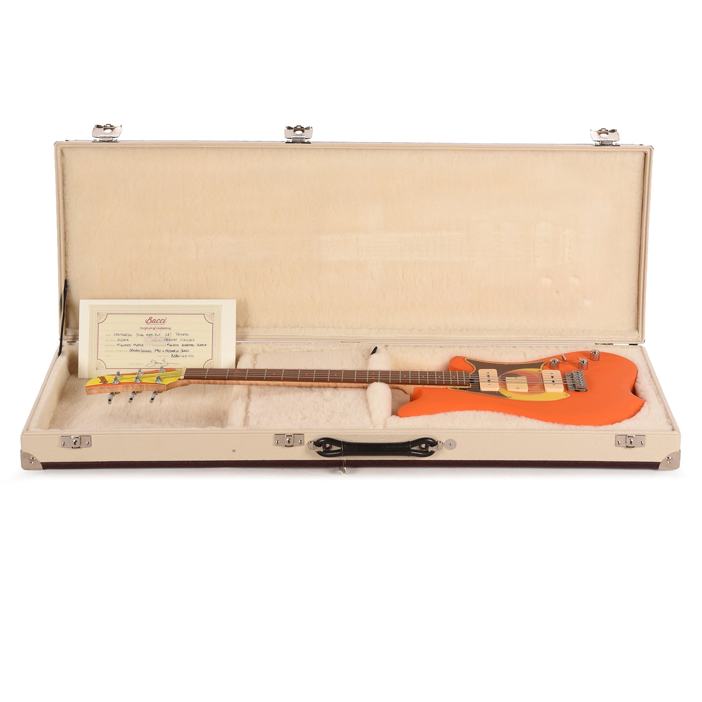 Bacci Leonardo Parato Bacci Orange Circles Roasted Figured Maple Neck w/Vegatrem Electric Guitars