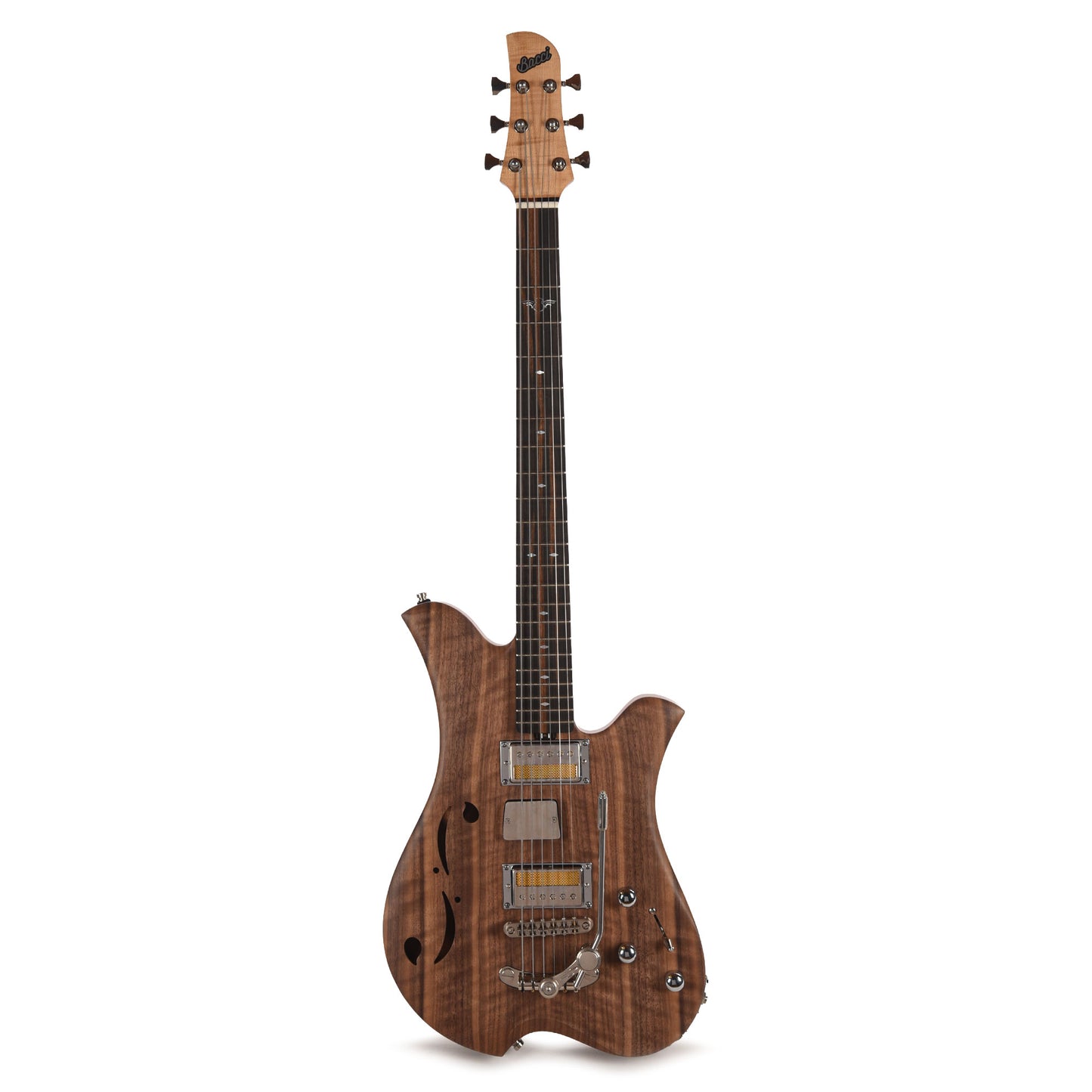 Bacci Leonardo Soffio Noce Dual Output Baritone Semi-Hollow Walnut Natural Electric Guitars / Baritone