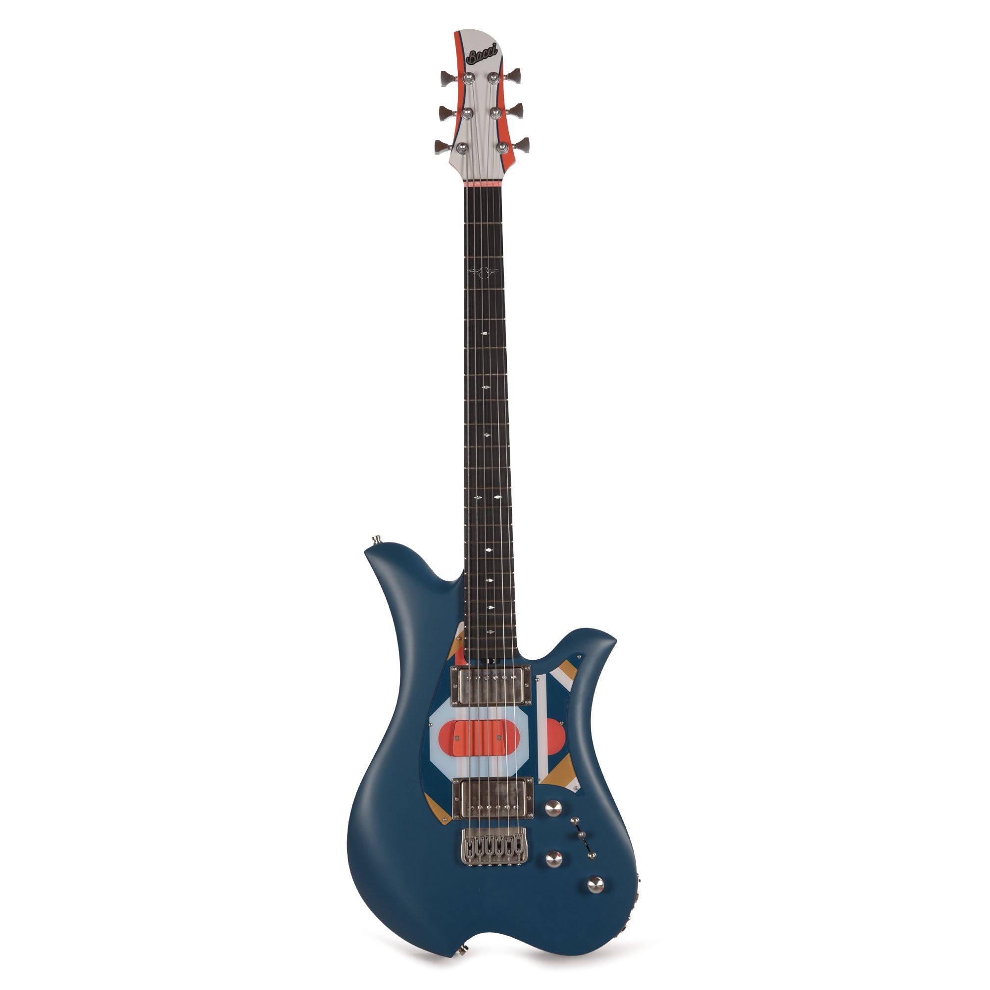 Bacci Leonardo Parato Rhombus Dual Output Baritone Red Alder Dark Blue Electric Guitars / Solid Body