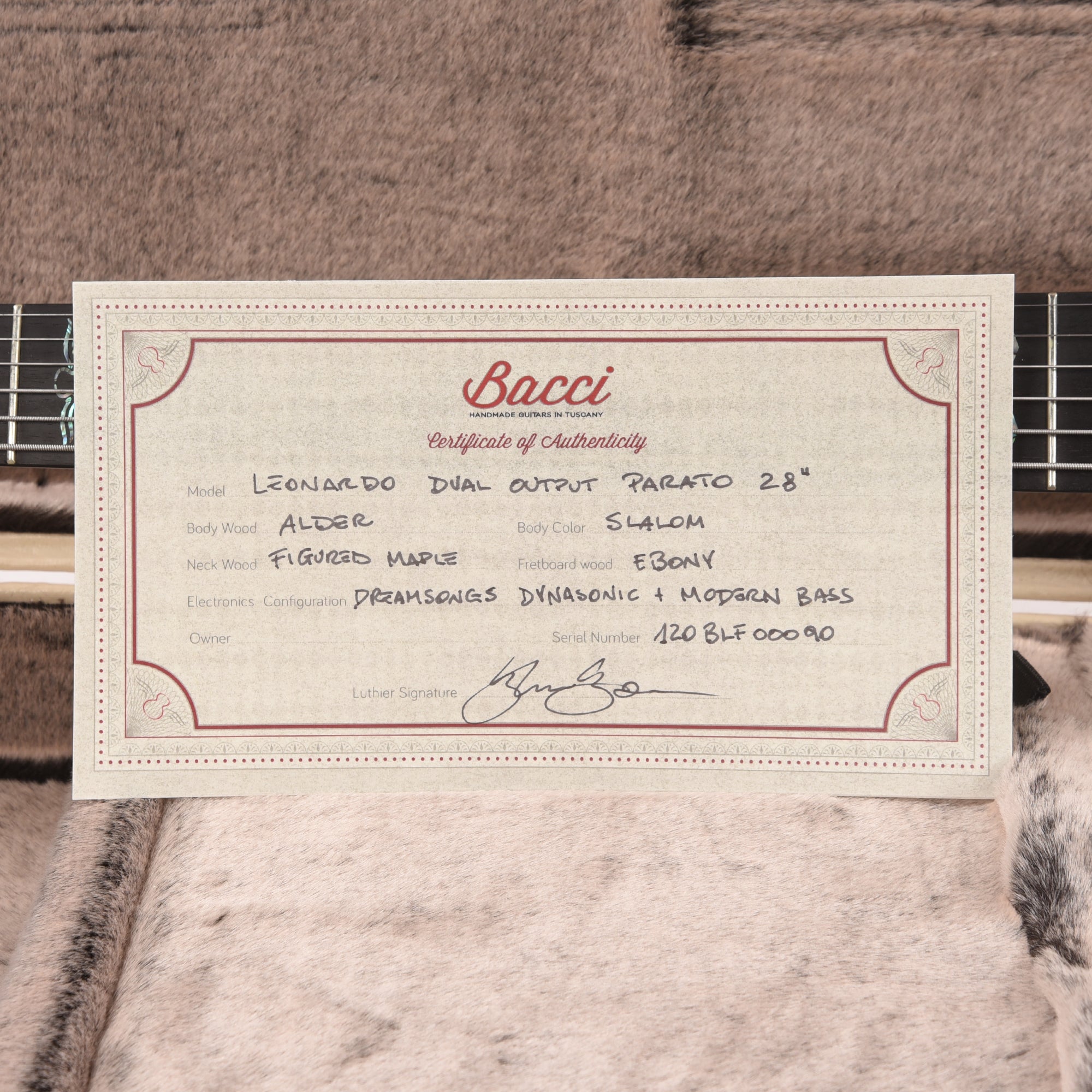 Bacci Leonardo Parato Slalom Dual Output Baritone Red Alder Clear White Bacci Electric Guitars / Solid Body