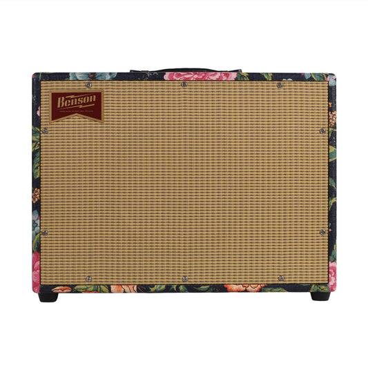 Benson Monarch Reverb Plus 15w 1x12 Combo Amp Navy Blue Floral w/ Wheat Cloth Amplifiers
