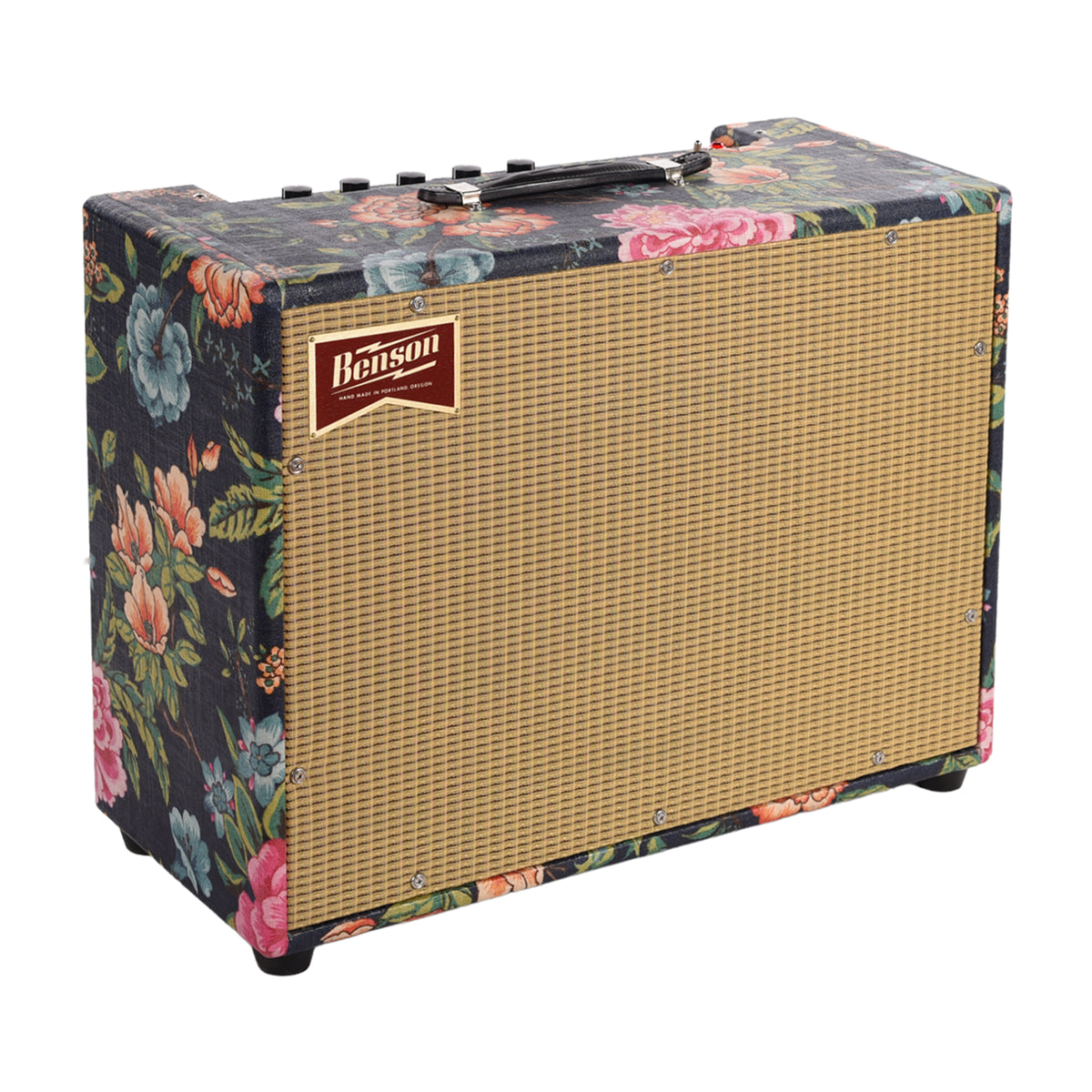 Benson Monarch Reverb Plus 15w 1x12 Combo Amp Navy Blue Floral w/ Wheat Cloth Amplifiers