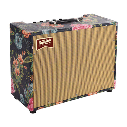 Benson Monarch Reverb Plus 15w 1x12 Combo Amp Navy Blue Floral w/ Wheat Cloth Amplifiers