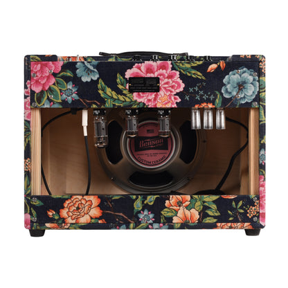 Benson Monarch Reverb Plus 15w 1x12 Combo Amp Navy Blue Floral w/ Wheat Cloth Amplifiers