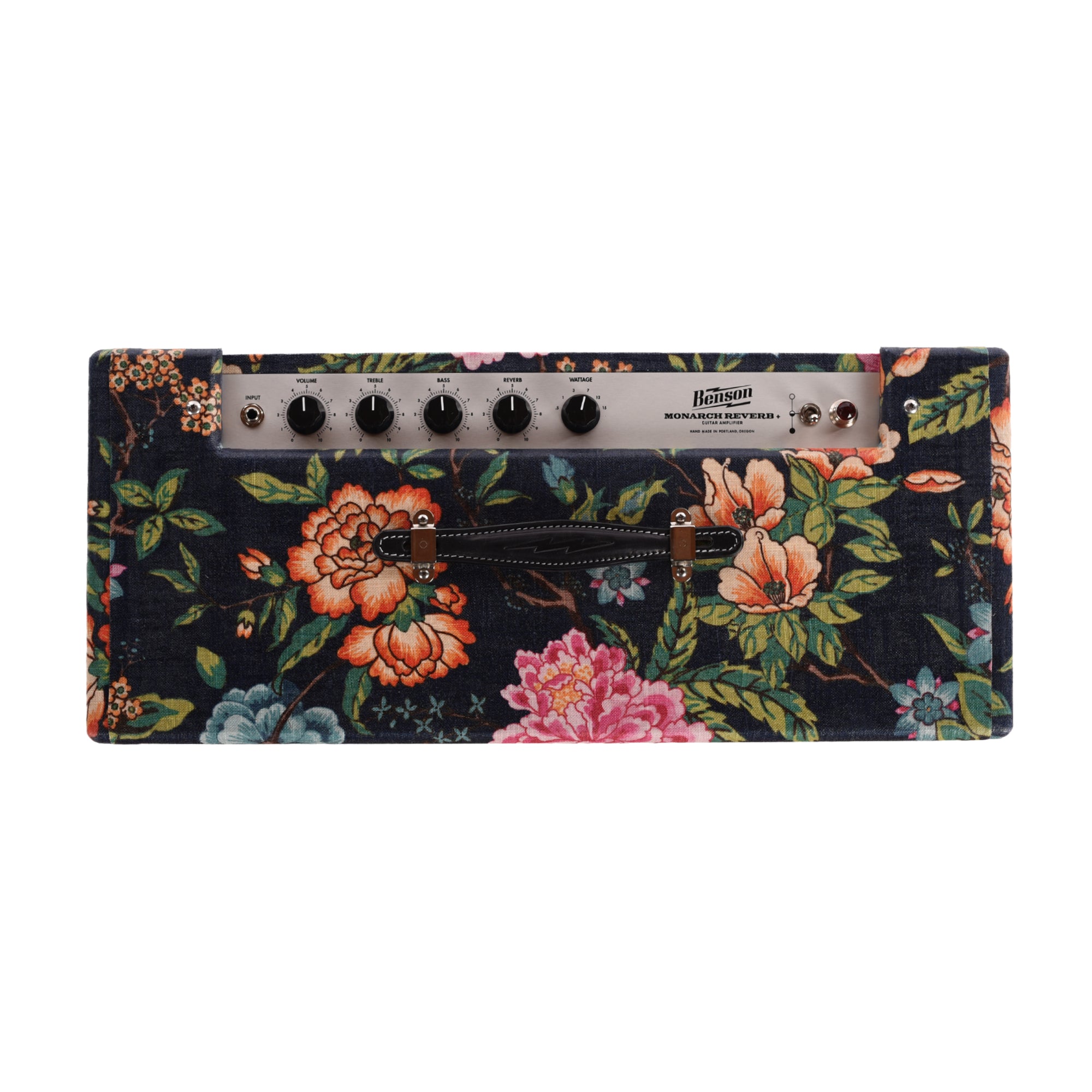 Benson Monarch Reverb Plus 15w 1x12 Combo Amp Navy Blue Floral w/ Wheat Cloth Amplifiers