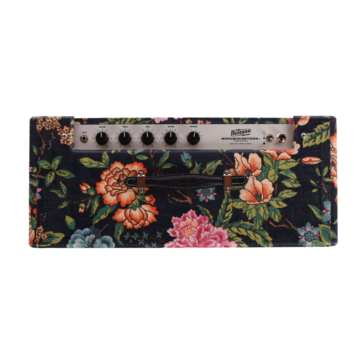 Benson Monarch Reverb Plus 15w 1x12 Combo Amp Navy Blue Floral w/ Wheat Cloth Amplifiers