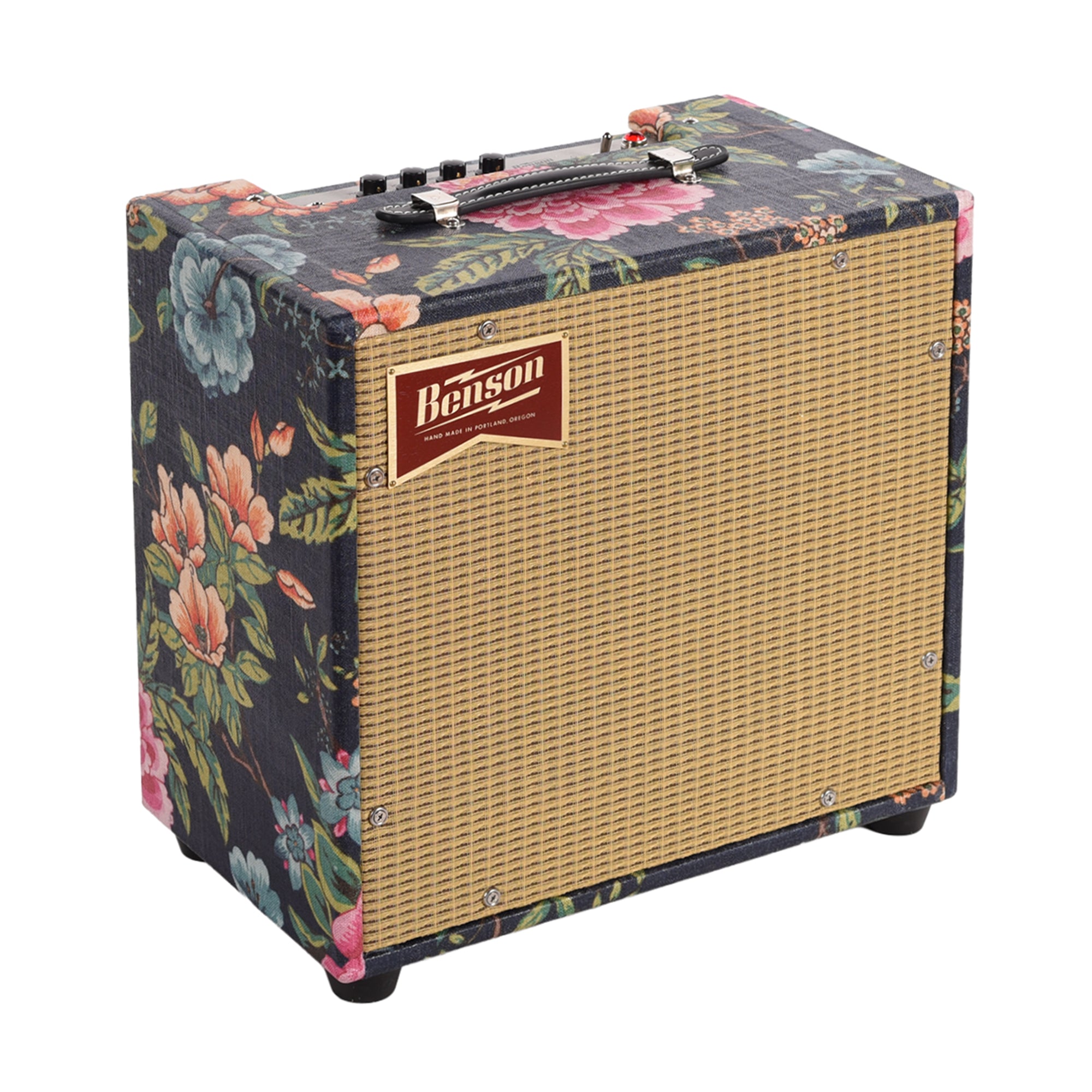 Benson Vinny Reverb 5w 1x10 Combo Amp Navy Blue Floral w/ Wheat Cloth Amplifiers