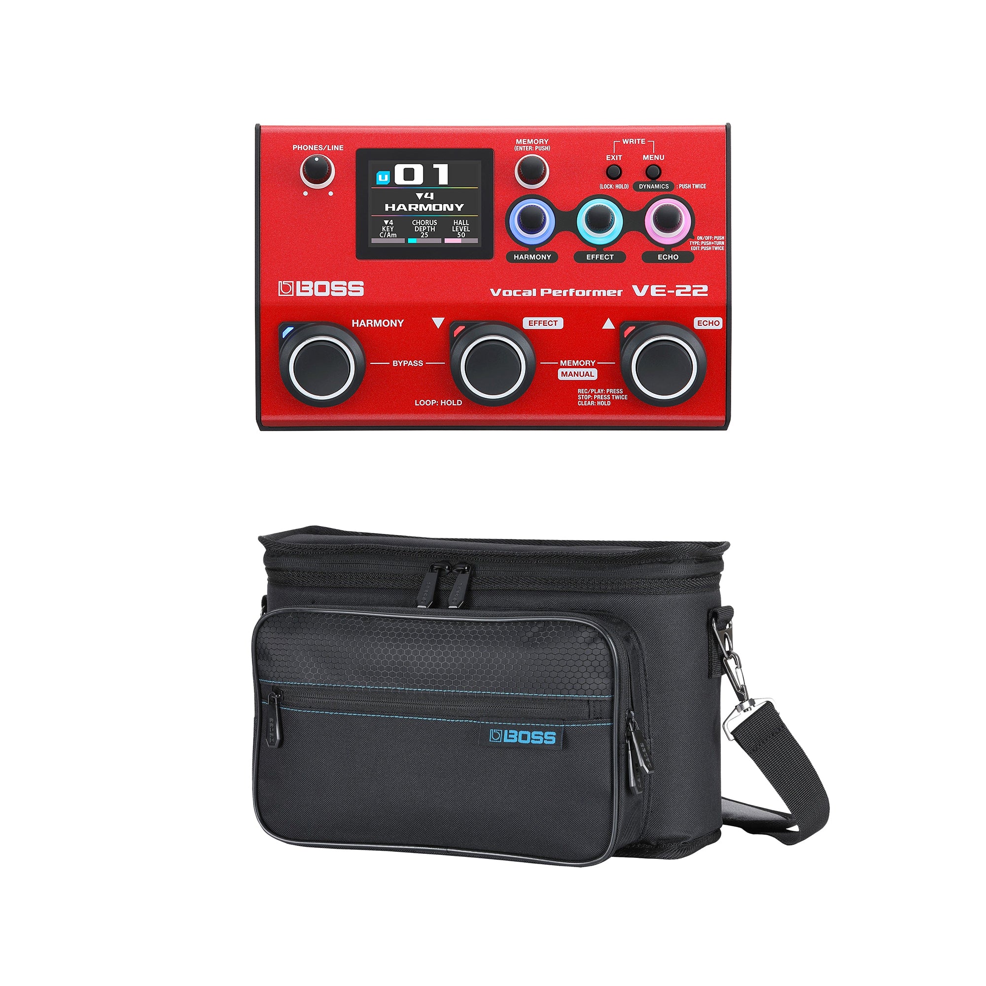 Boss VE-22 Vocal Performer Multi Effects Processor and Carry Bag Bundle Effects and Pedals / Vocal