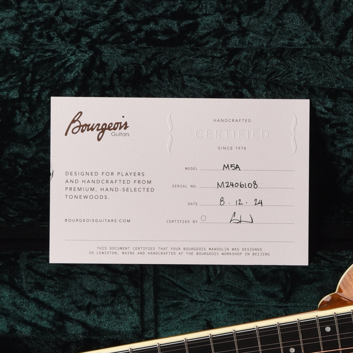 Bourgeois M5 A-Style Mandolin Aged Tone Torrefied Adirondack/Flame Maple Natural Folk Instruments / Mandolins