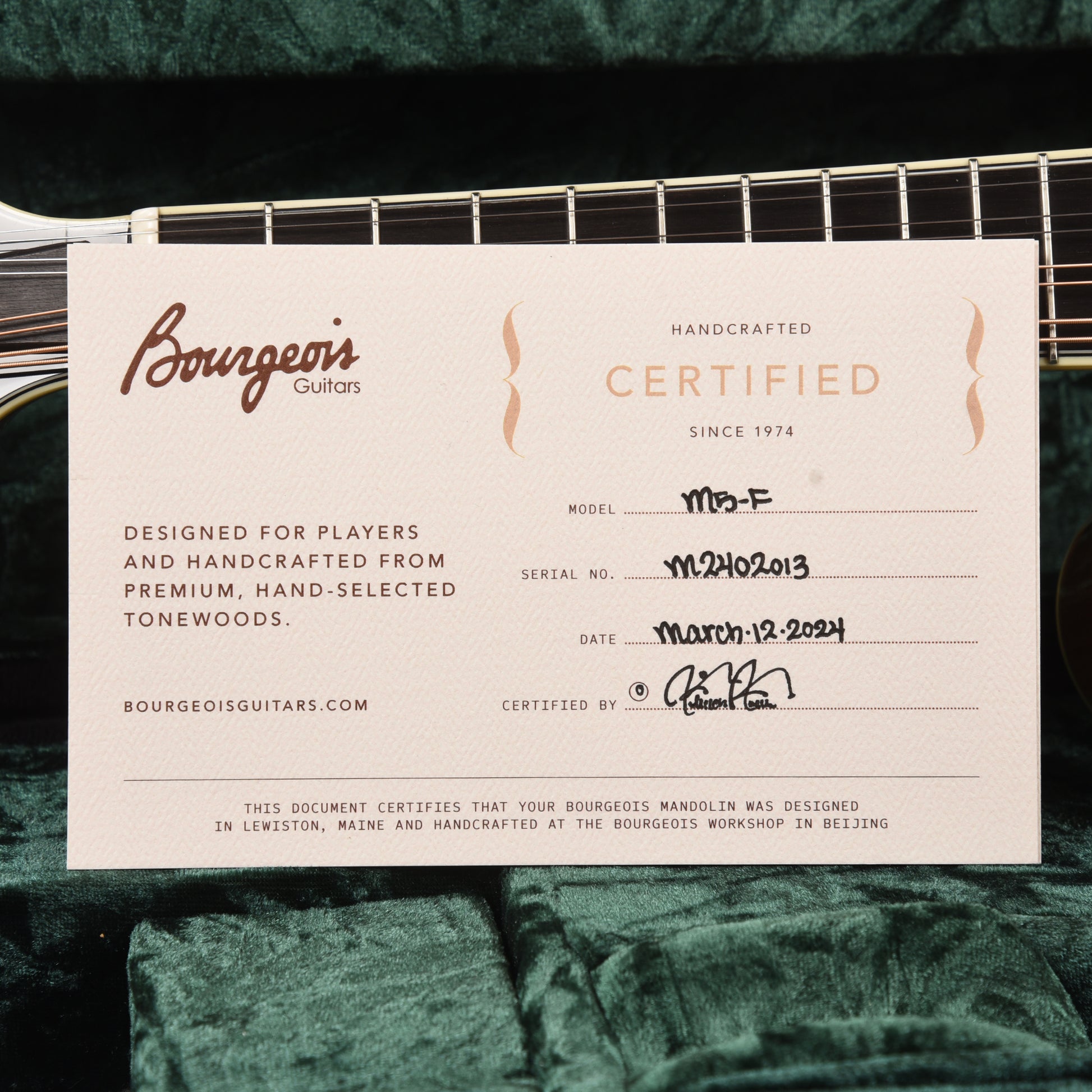 Bourgeois M5 F-Style Mandolin Aged Tone Torrefied Adirondack/Flamed Maple Natural Folk Instruments / Mandolins