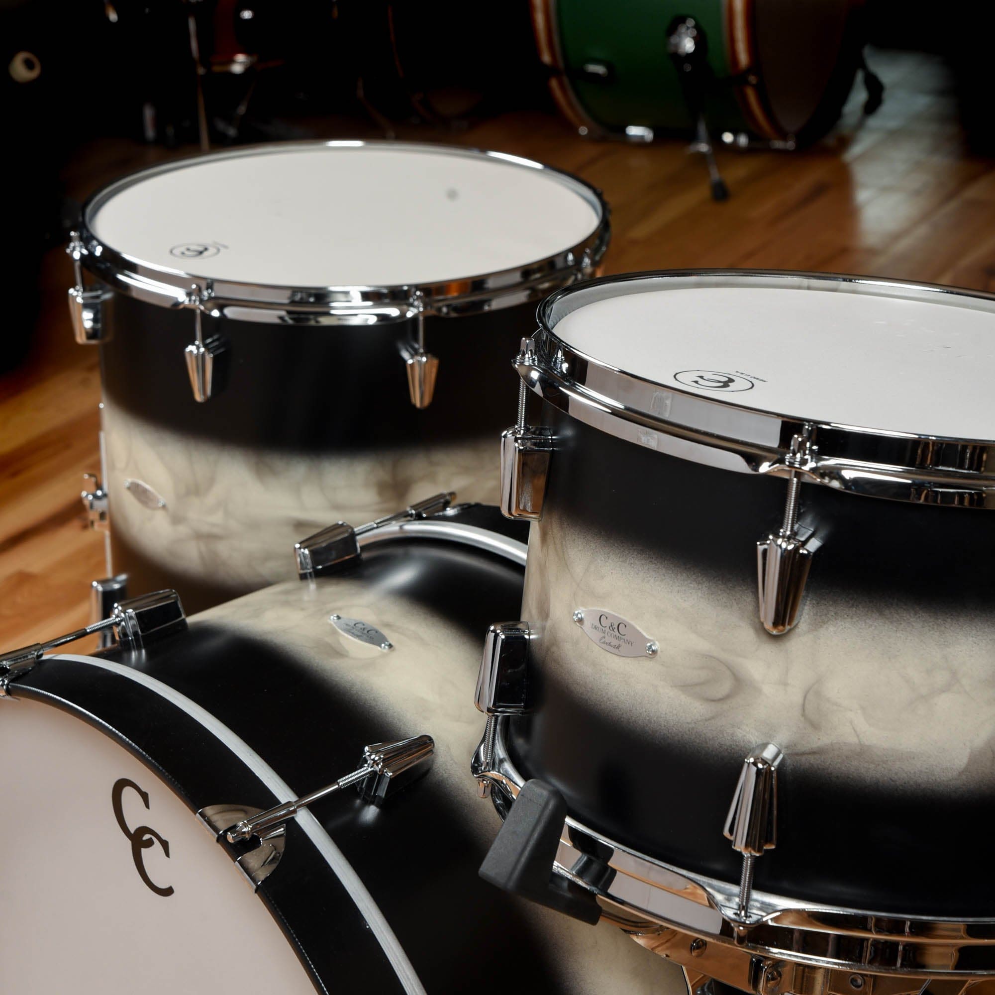 C&C Maple/Gum 13/16/24 3pc. Drum Kit Black/Smoke Duco Satin Drums and Percussion / Acoustic Drums / Full Acoustic Kits