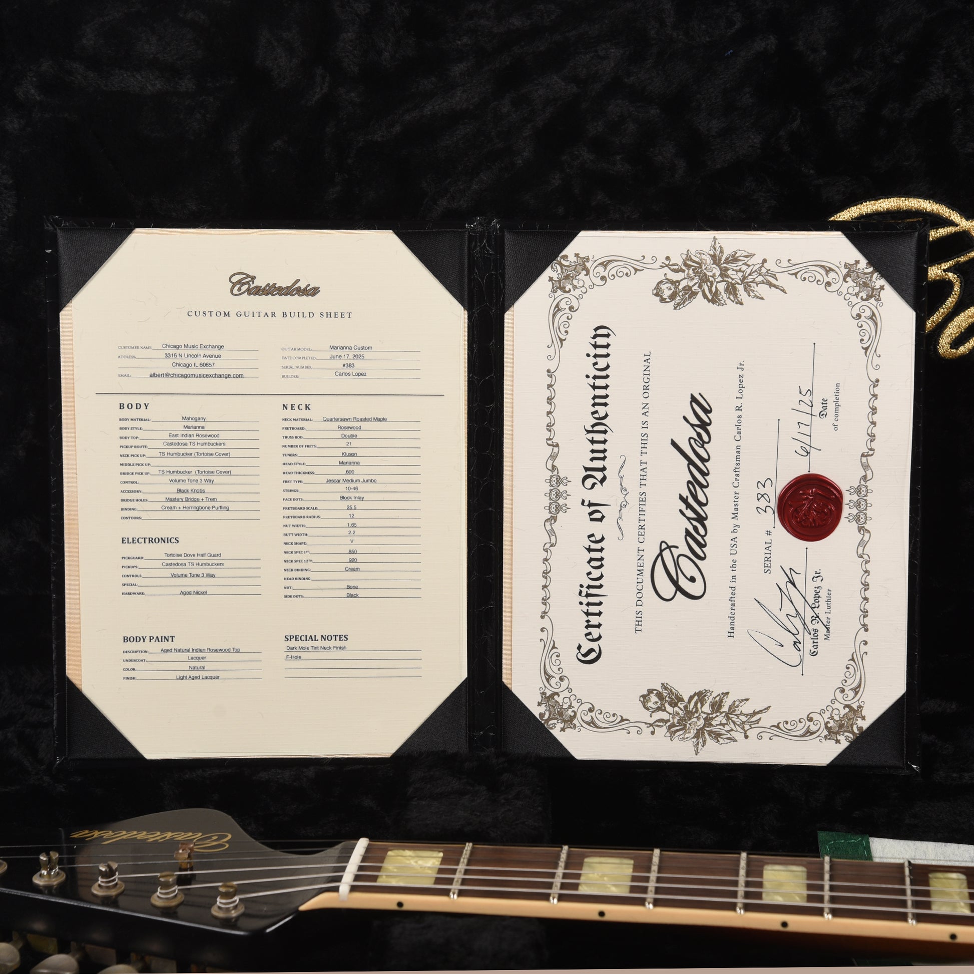Castedosa Marianna Custom Rosewood Top Aged Natural w/TS Humbuckers & Tortoise Covers Electric Guitars / Solid Body