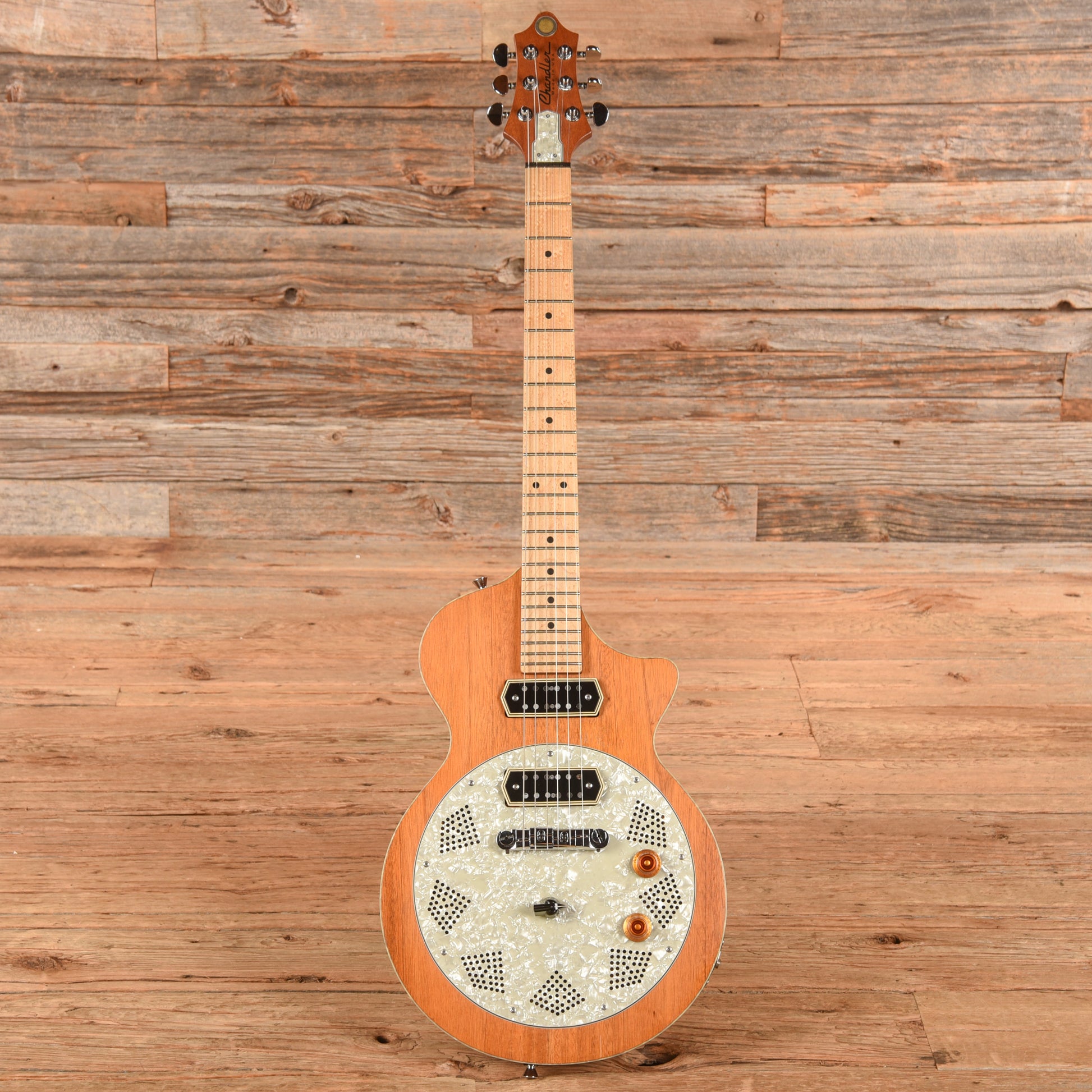 Chandler Lectraslide Resonator Guitar Natural Electric Guitars