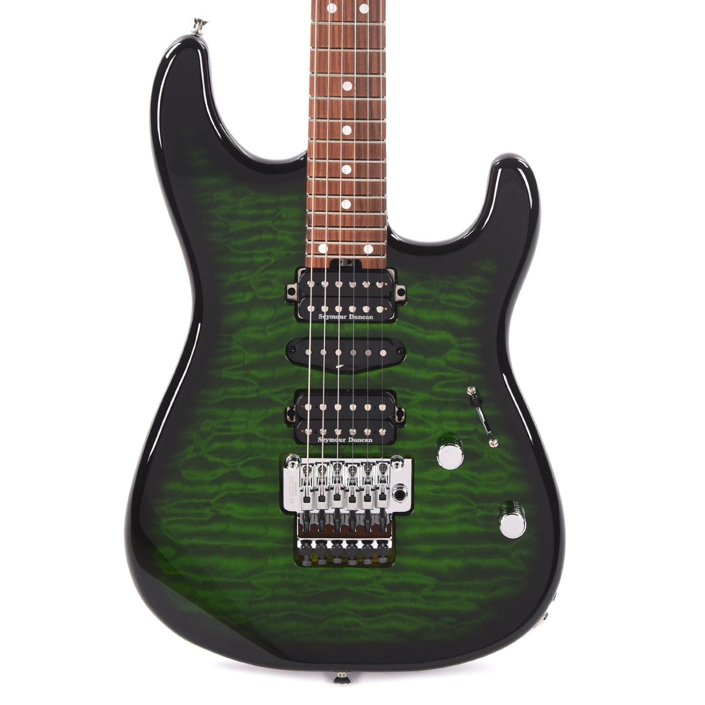 Charvel MJ San Dimas Style 1 HSH FR PF QM Transparent Green Burst Electric Guitars / Solid Body