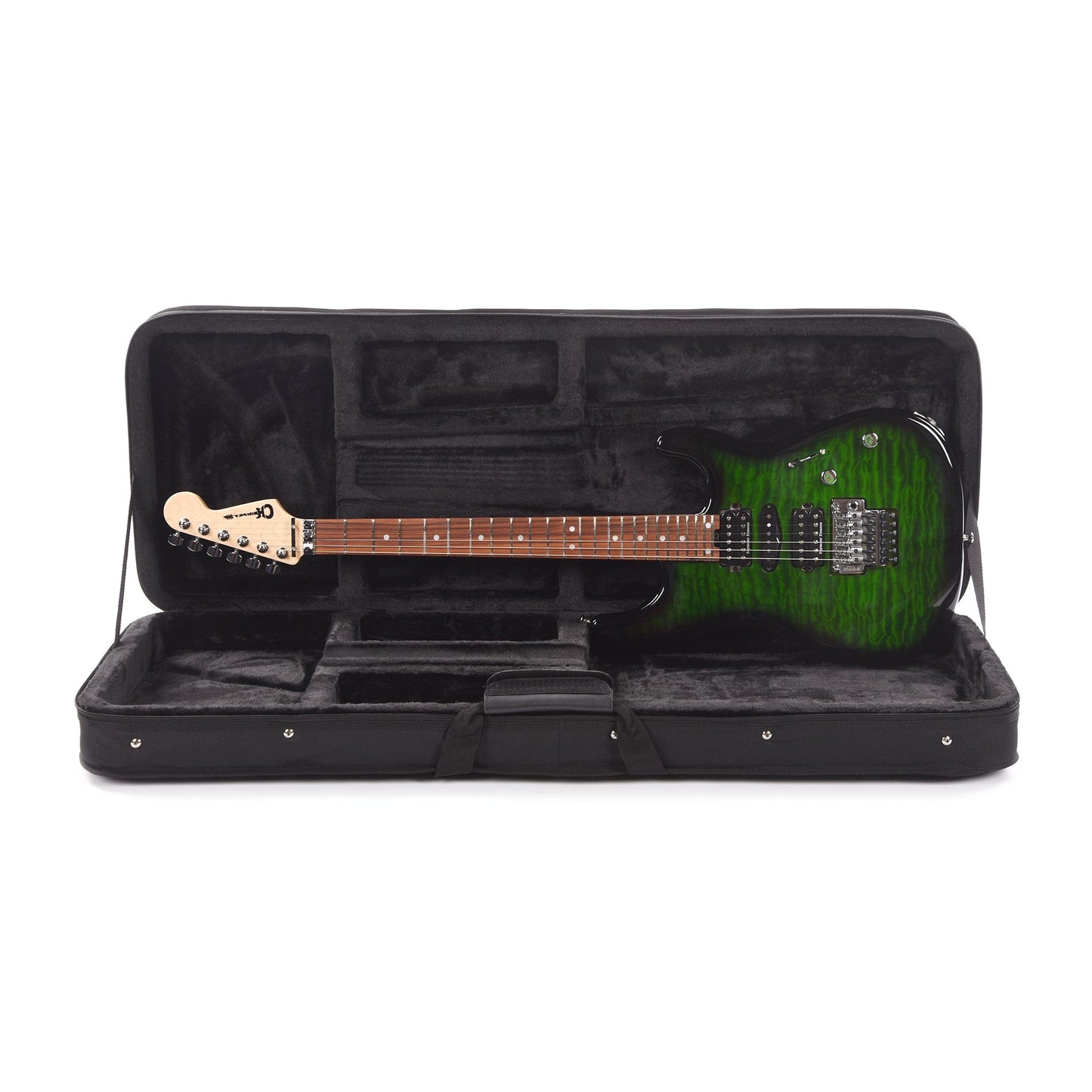 Charvel MJ San Dimas Style 1 HSH FR PF QM Transparent Green Burst Electric Guitars / Solid Body