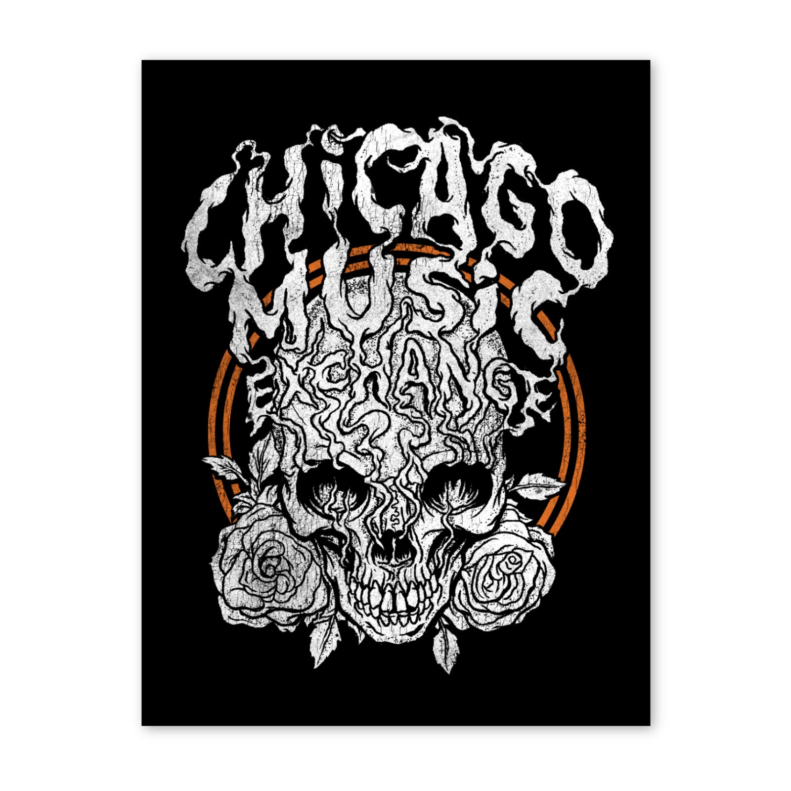 CME "Skull & Roses" Rectangle Sticker, Matte Vinyl, 4x3" Accessories / Merchandise