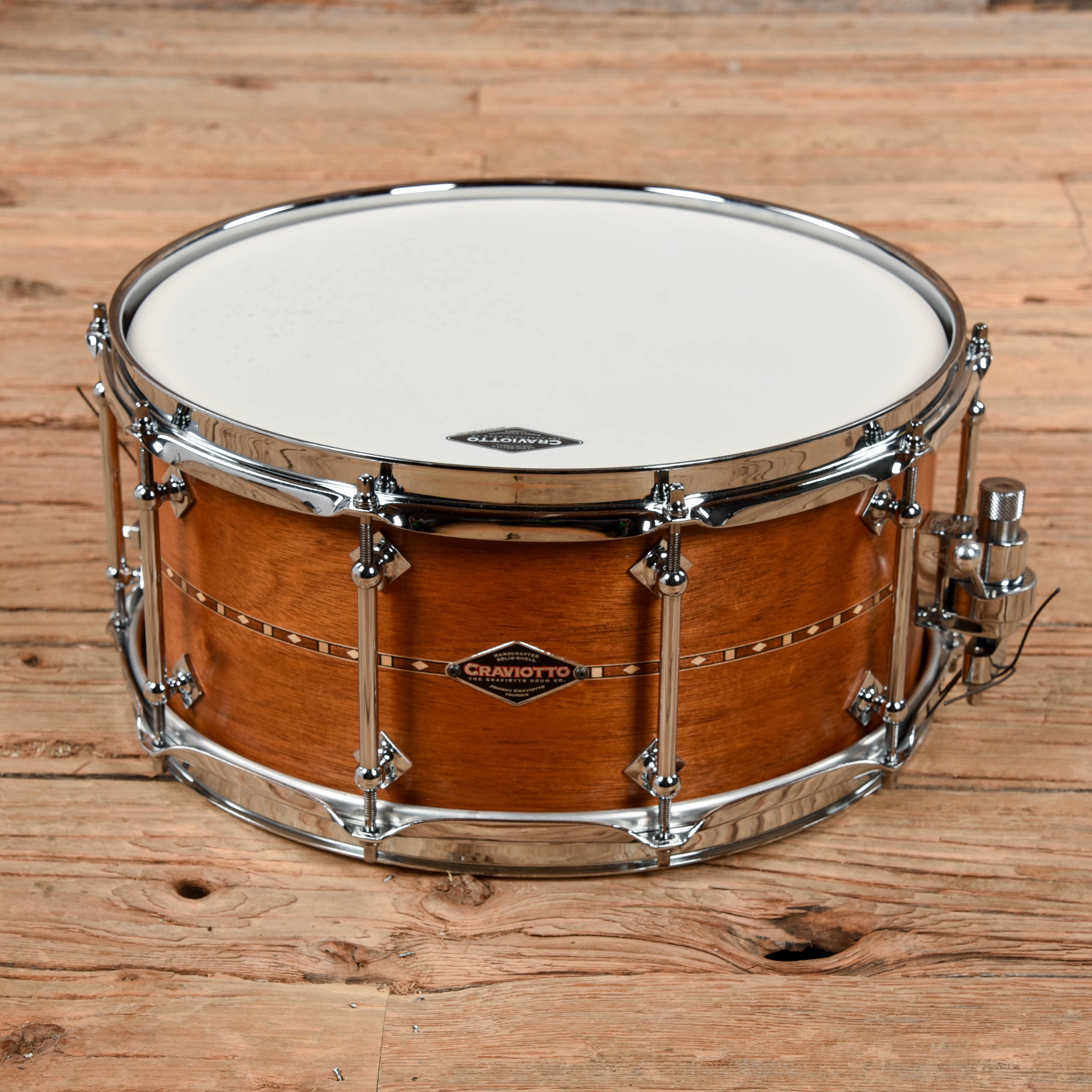 Drum Inlay Craviotto Custom Shop 6.5x14 Snare Drum Mahogany Maple w/ Cherry Inlay ...