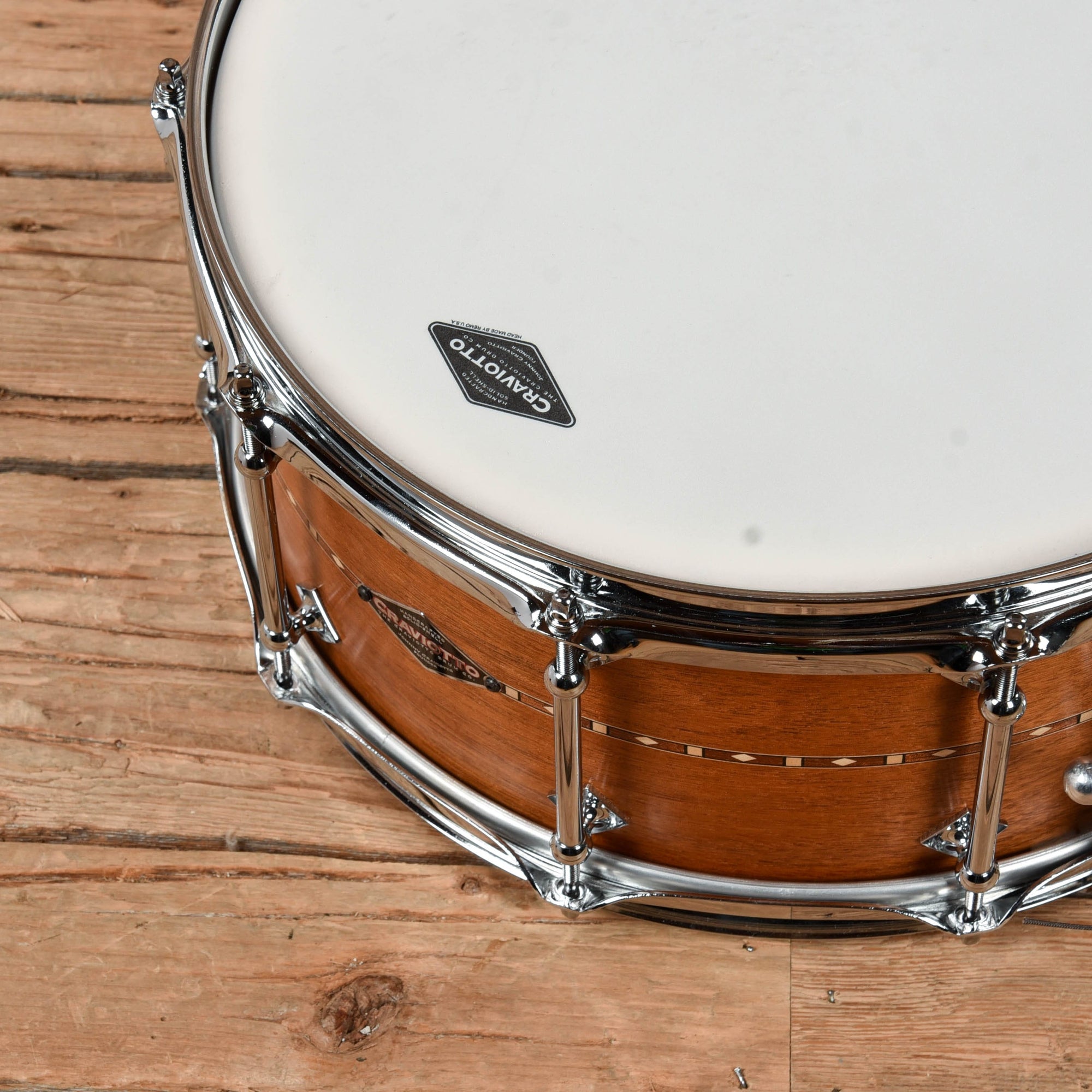Drum Inlay Craviotto Custom Shop 6.5x14 Snare Drum Mahogany Maple w/ Cherry Inlay ...