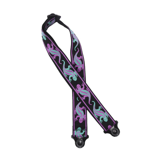 D'Addario Auto Lock Vintage Planet Waves Lizards Guitar Strap Green/Purple Accessories / Straps