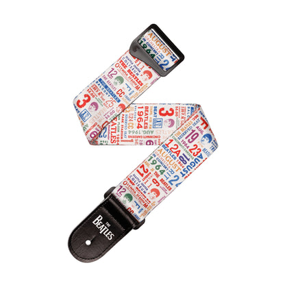 D'Addario The Beatles 1964 US Tour Printed Polyester Guitar Strap Ticket Stubs Multi Color Accessories / Straps