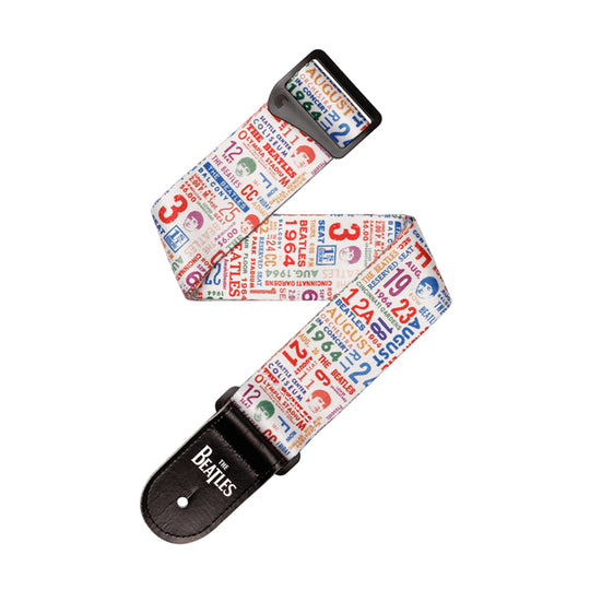 D'Addario The Beatles 1964 US Tour Printed Polyester Guitar Strap Ticket Stubs Multi Color Accessories / Straps