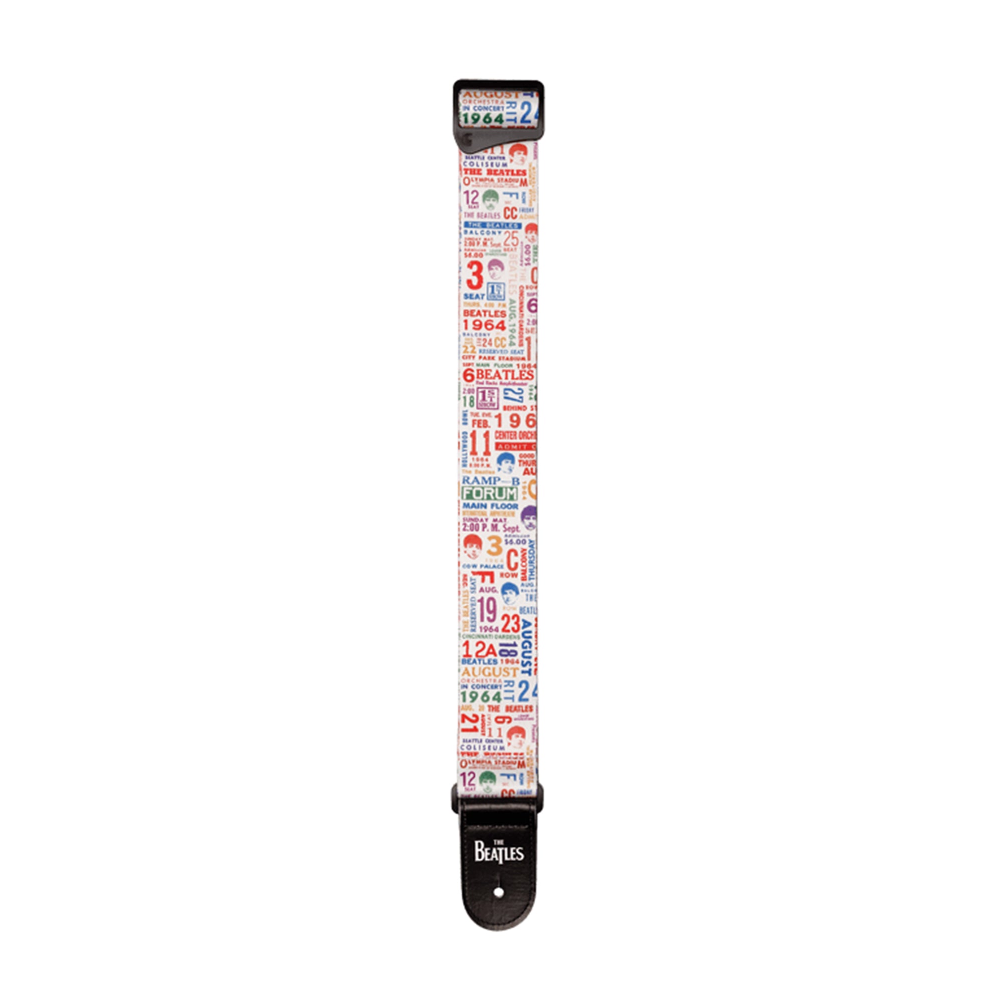 D'Addario The Beatles 1964 US Tour Printed Polyester Guitar Strap Ticket Stubs Multi Color Accessories / Straps