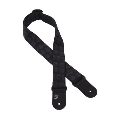 D'Addario Woven Guitar Strap Skulls Black Tubular Accessories / Straps