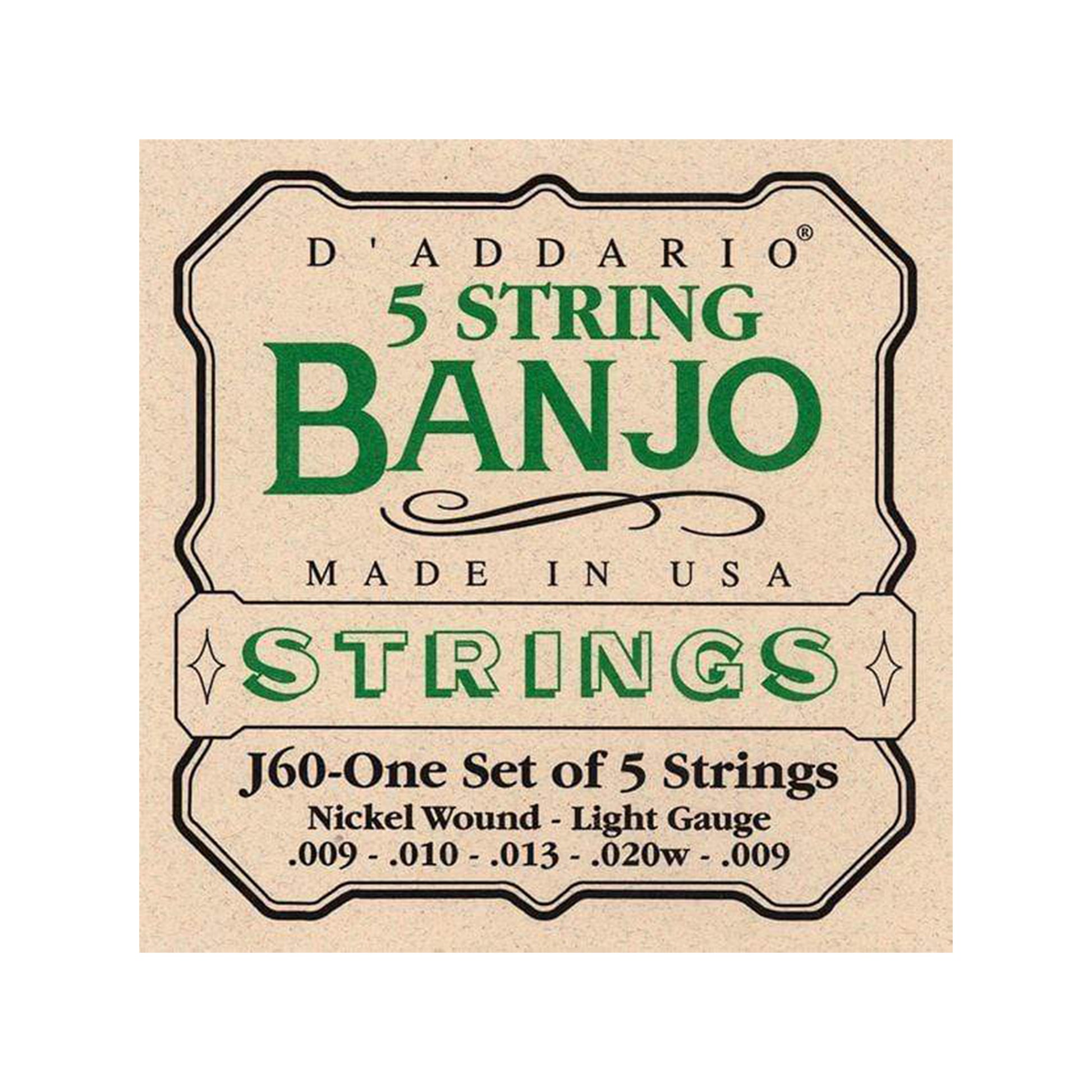 D'Addario J60 5-String Banjo Strings Accessories / Strings / Banjo Strings