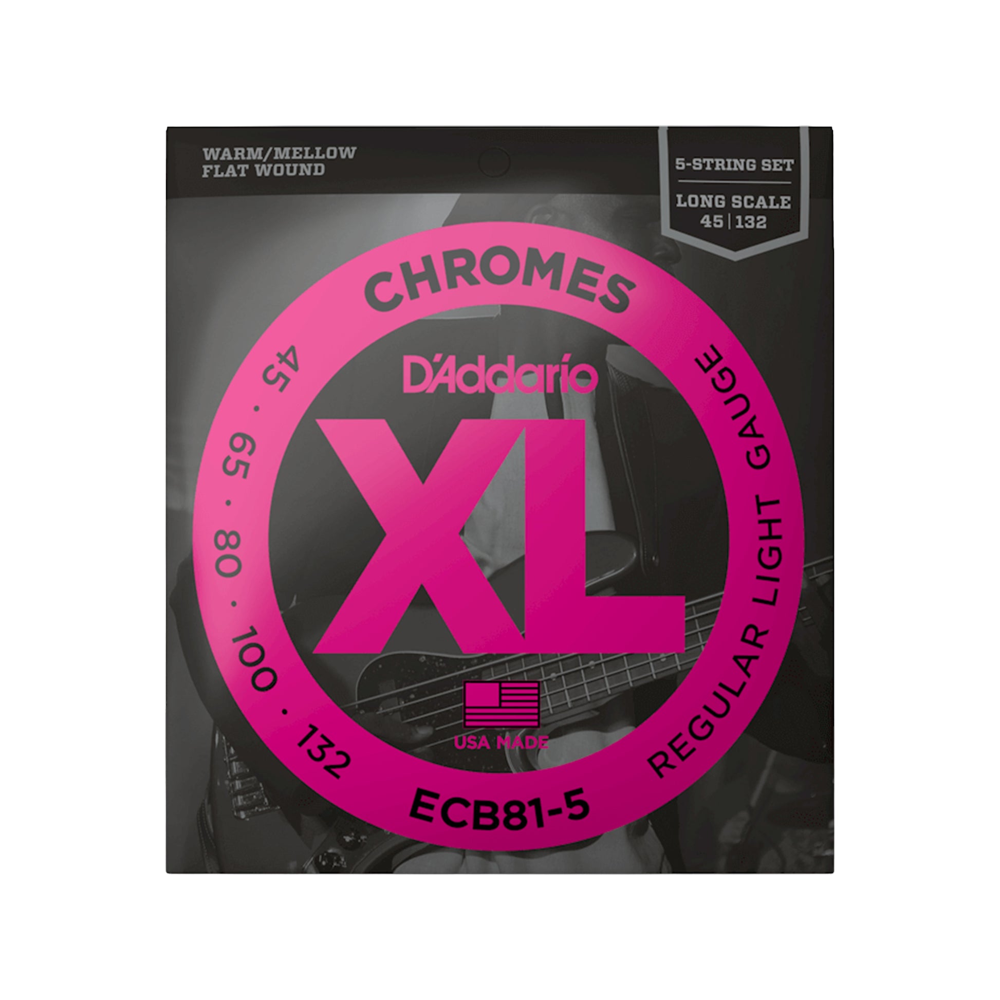 D'Addario ECB81-5 Chromes Flat 45-132 Long Accessories / Strings / Bass Strings