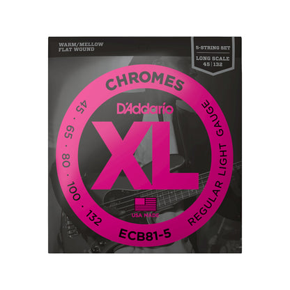 D'Addario ECB81-5 Chromes Flat 45-132 Long Accessories / Strings / Bass Strings