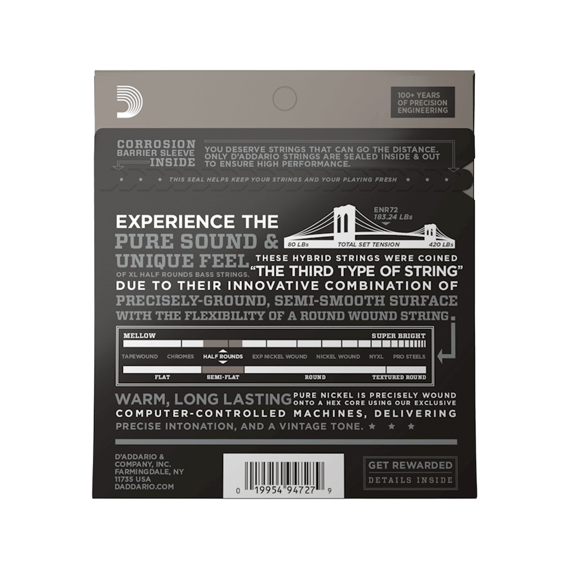 D\'Addario ENR72 Half Rounds Medium Bass Strings Accessories / Strings / Bass Strings