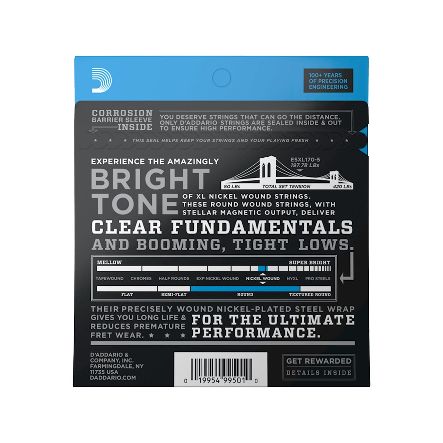 D'Addario ESXL170-5 5-String Double Ball End Regular Light Bass 45-130 Accessories / Strings / Bass Strings