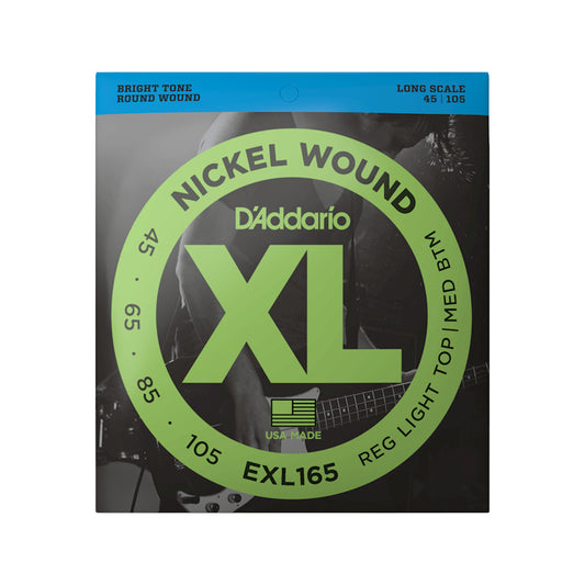 D'Addario EXL165 XL Nickel Bass Strings Light Top/Med Bottom/Long Scale 45-105 Accessories / Strings / Bass Strings