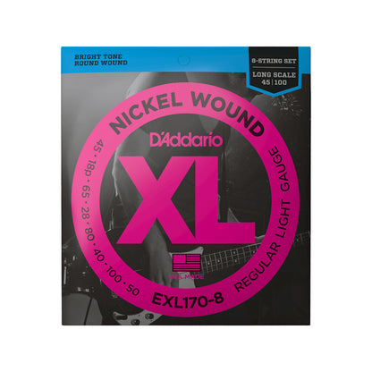 D'Addario EXL170-8 Nickel Wound Electric Bass 8 String Light/Long Scale 45-100 Accessories / Strings / Bass Strings