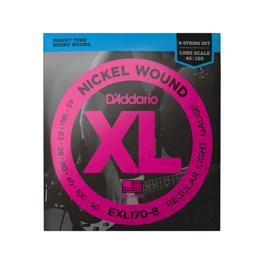 D'Addario EXL170-8 Nickel Wound Electric Bass 8 String Light/Long Scale 45-100 Accessories / Strings / Bass Strings